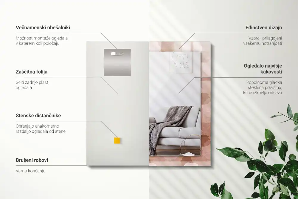 Specchio rettangolare decoro Fiori peonie