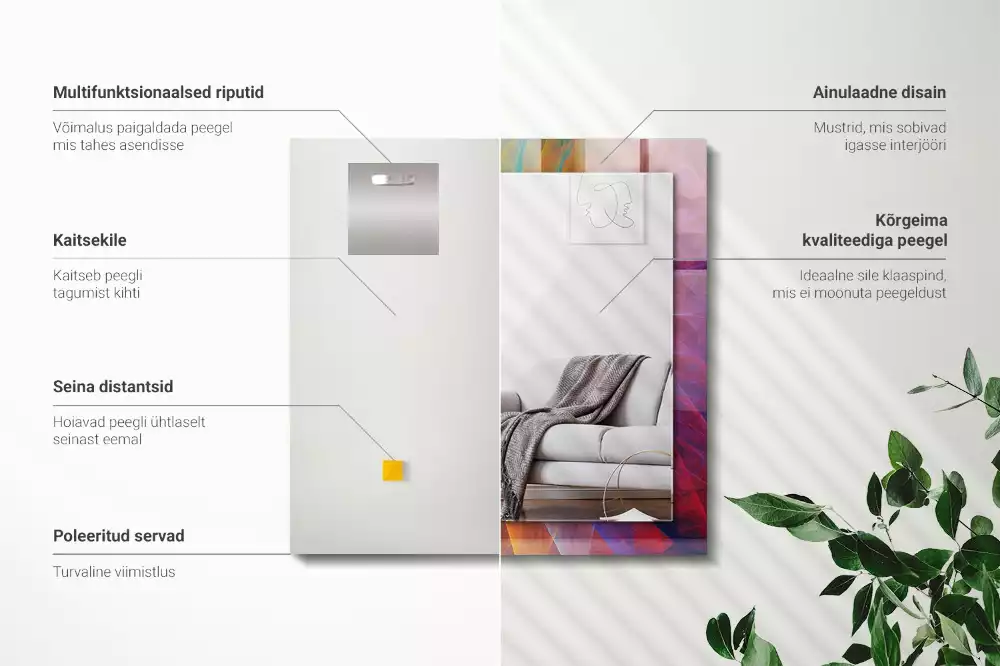 Specchio rettangolare con cornice stampata Spirale astratta colorata