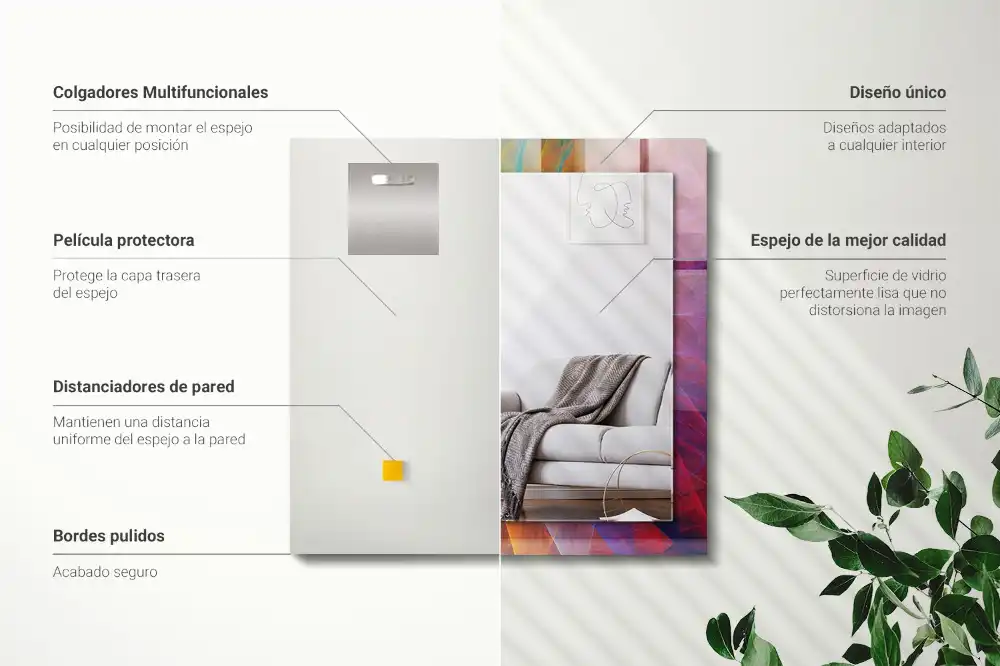 Specchio rettangolare con cornice stampata Spirale astratta colorata