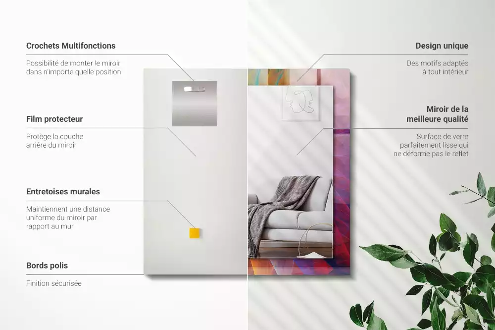 Specchio rettangolare con cornice stampata Spirale astratta colorata