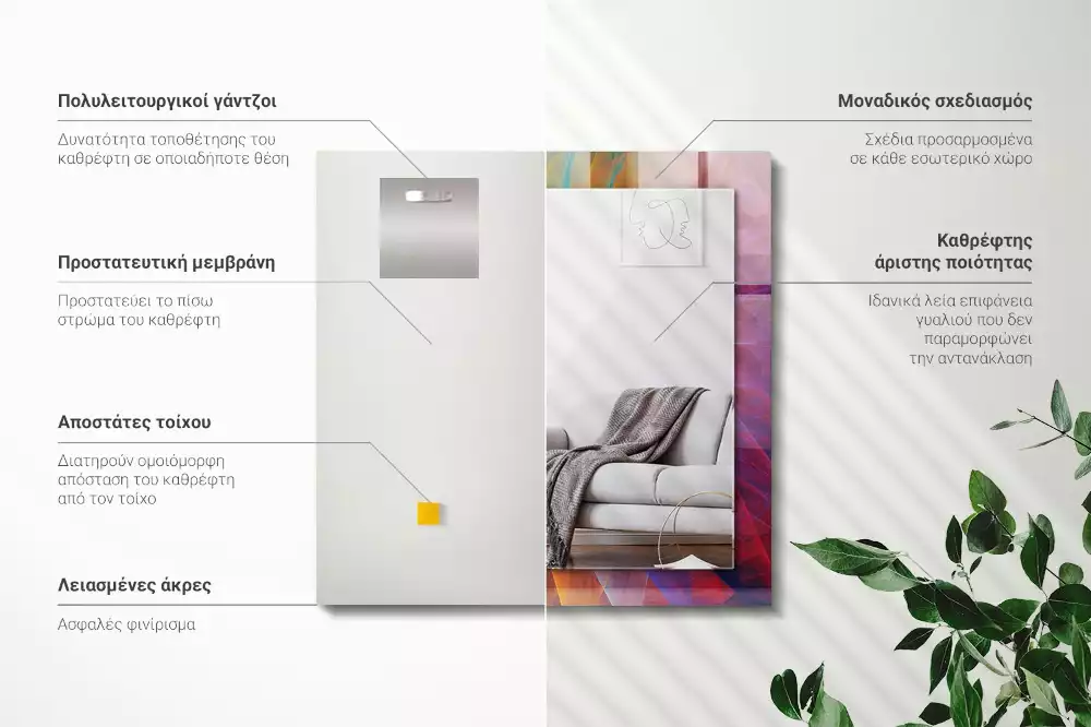 Specchio rettangolare con cornice stampata Spirale astratta colorata