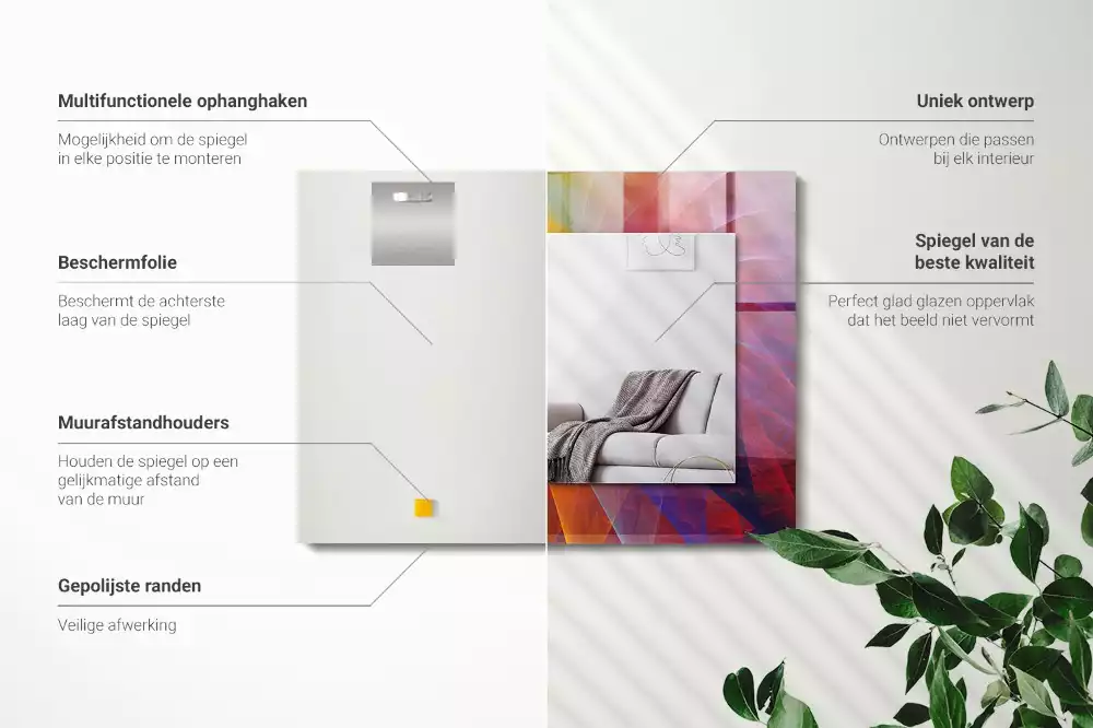 Specchio rettangolare con cornice stampata Spirale astratta colorata