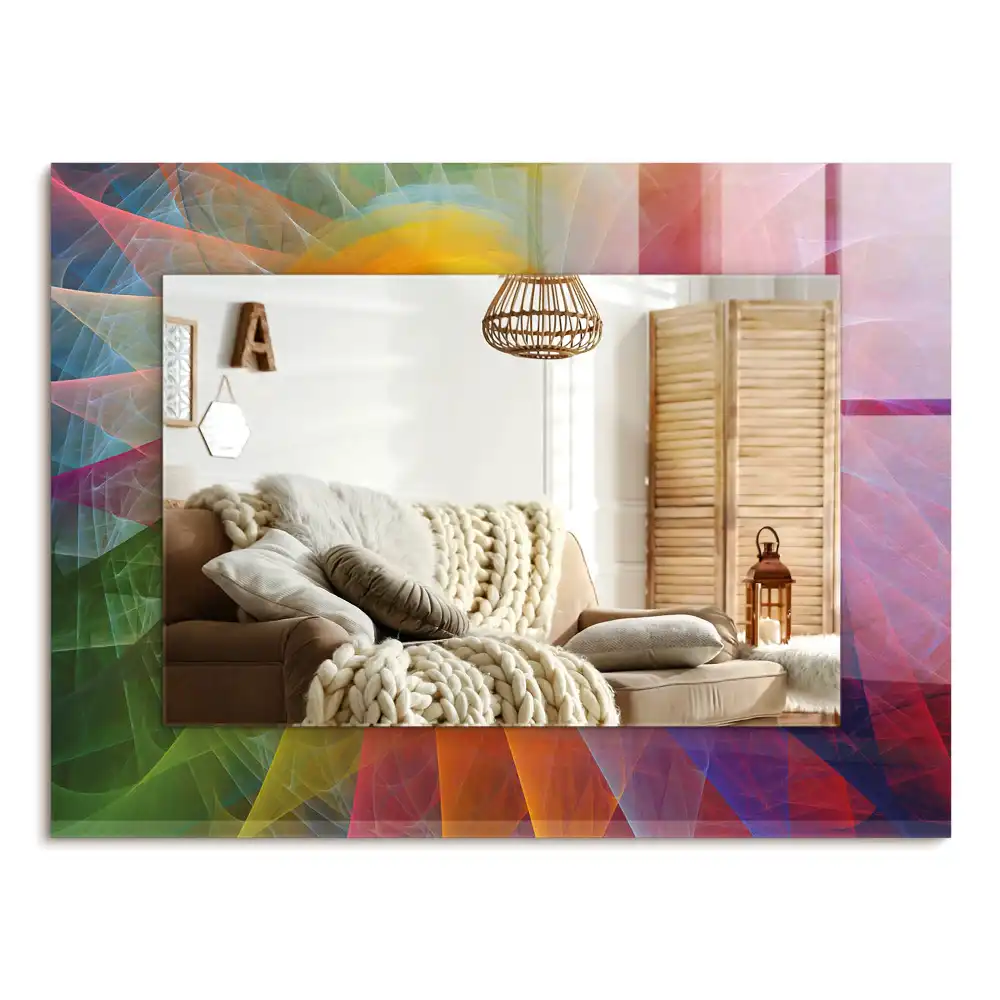 Specchio rettangolare con cornice stampata Spirale astratta colorata
