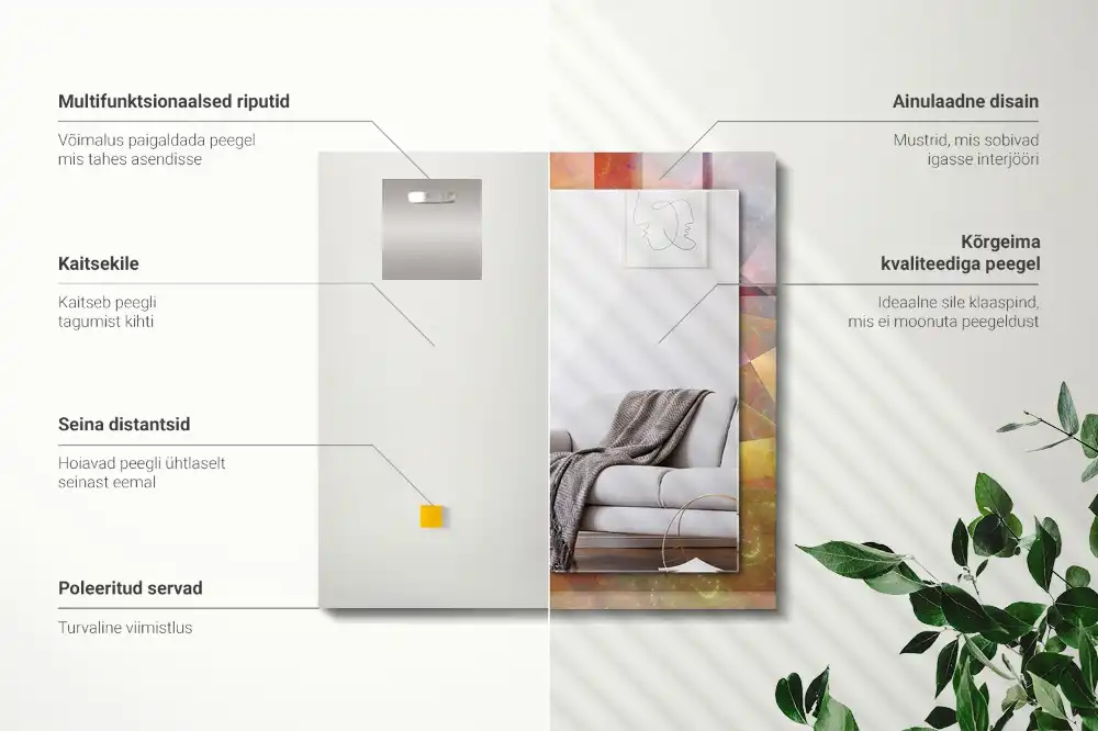 Specchio rettangolare stampato Spirale frattale colorata