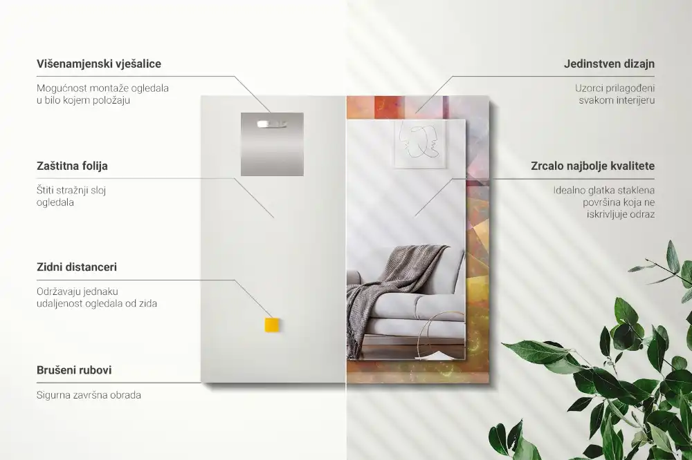 Specchio rettangolare stampato Spirale frattale colorata