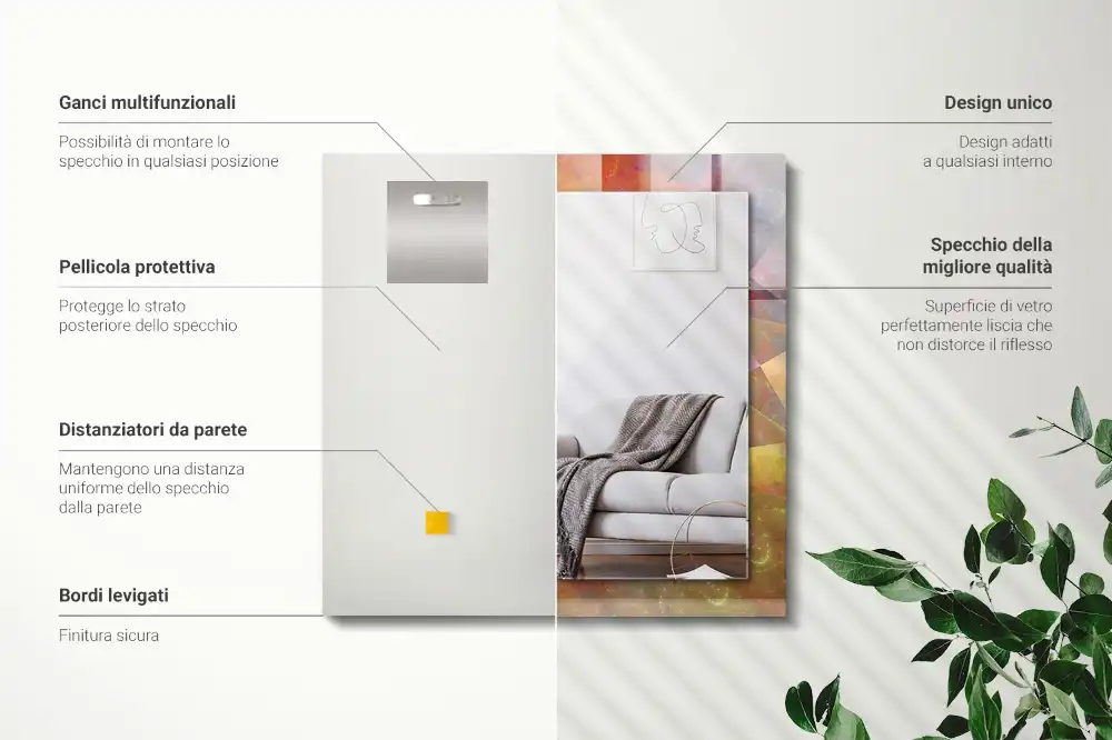 Specchio rettangolare stampato Spirale frattale colorata