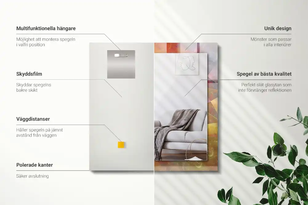 Specchio rettangolare stampato Spirale frattale colorata