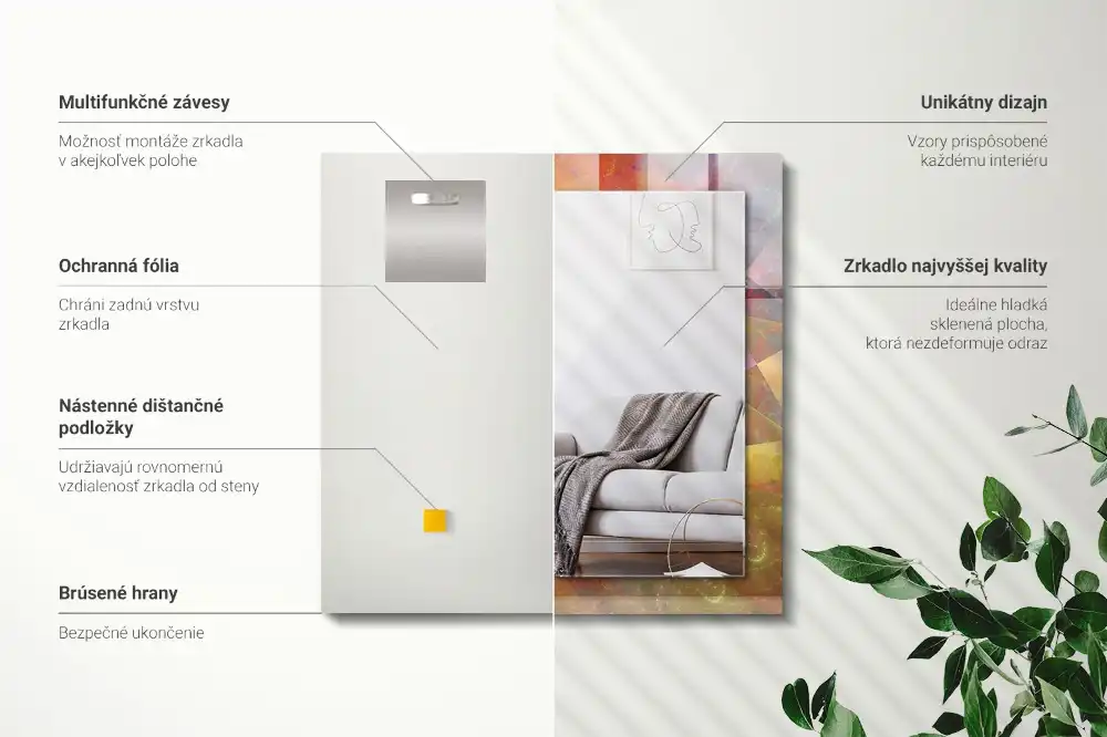 Specchio rettangolare stampato Spirale frattale colorata