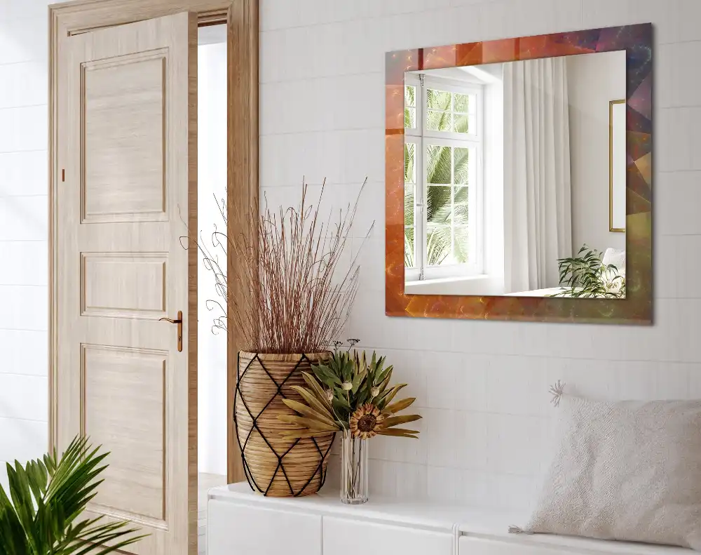 Specchio rettangolare stampato Spirale frattale colorata