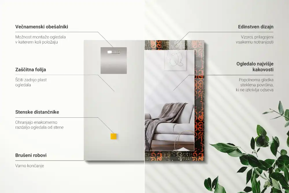 Specchio rettangolare decoro Motivo ornamentale etnico