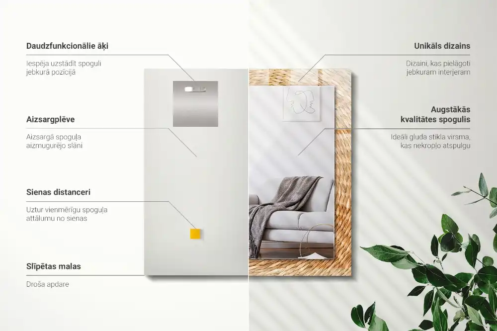 Specchio rettangolare stampato Acacia