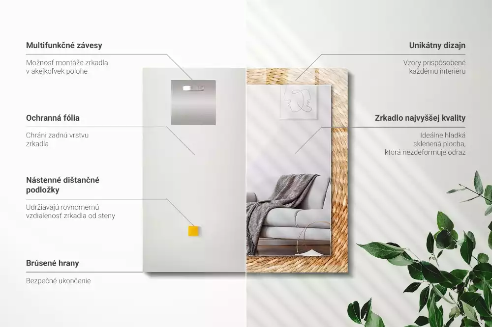 Specchio rettangolare stampato Acacia