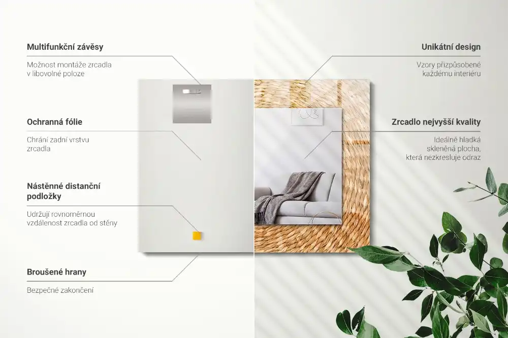 Specchio rettangolare stampato Acacia