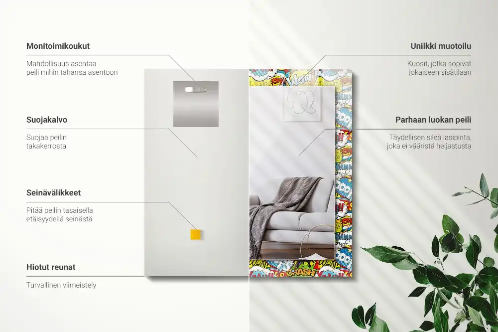 Specchio rettangolare decoro Fumetti colorati