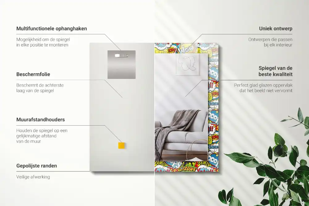 Specchio rettangolare decoro Fumetti colorati