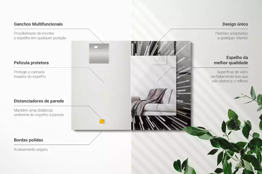 Specchio rettangolare con cornice stampata Effetto velocità della luce