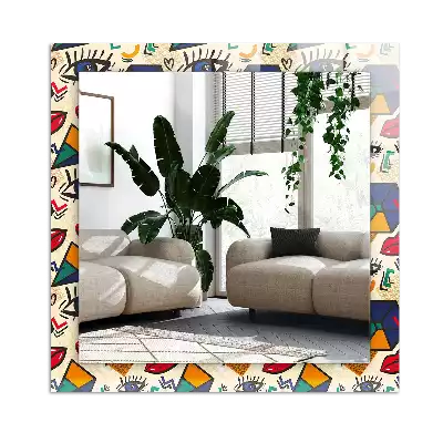 Specchio rettangolare stampato Forme degli occhi e della bocca