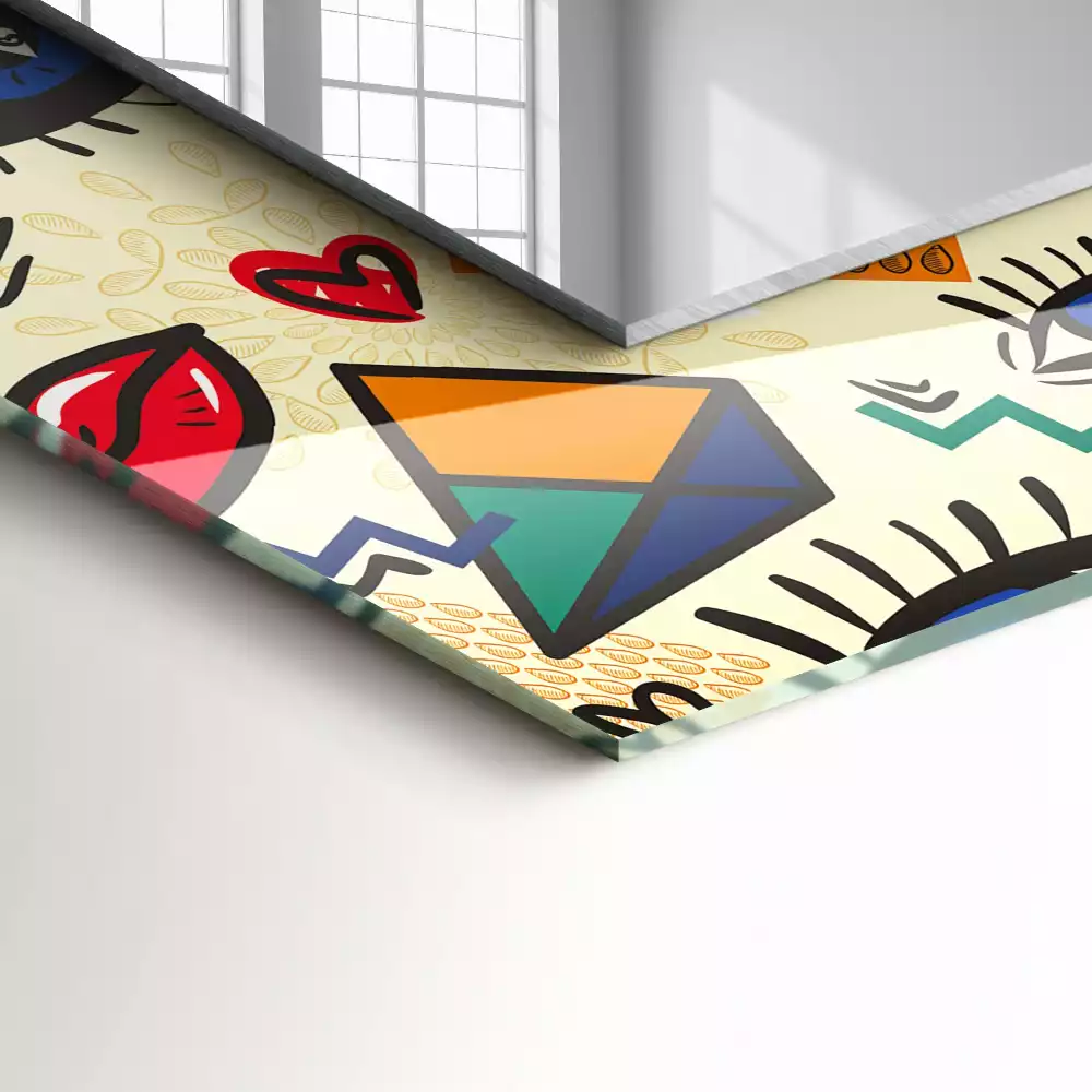 Specchio rettangolare stampato Forme degli occhi e della bocca