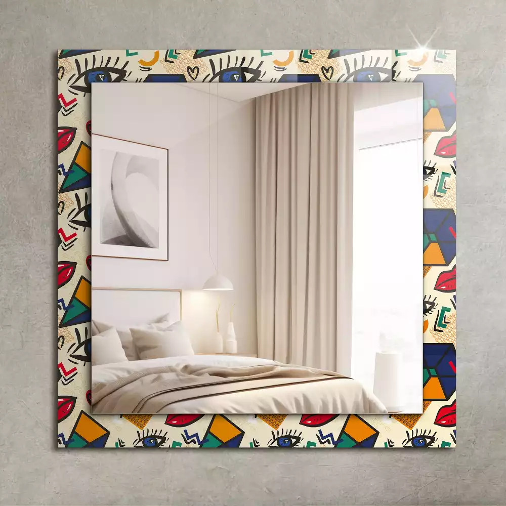 Specchio rettangolare stampato Forme degli occhi e della bocca