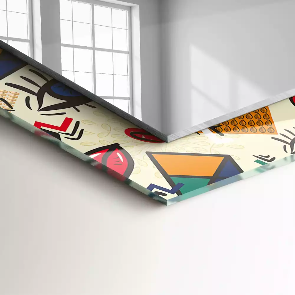 Specchio rettangolare stampato Forme degli occhi e della bocca