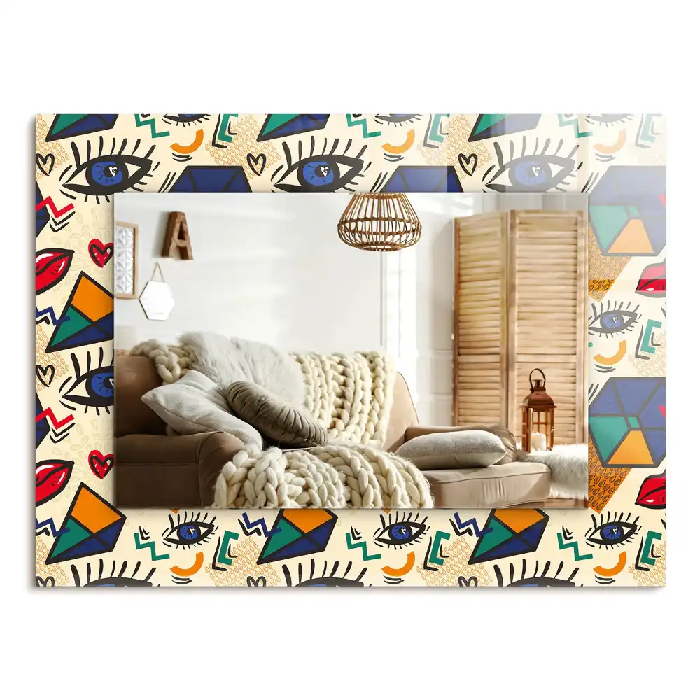 Specchio rettangolare stampato Forme degli occhi e della bocca