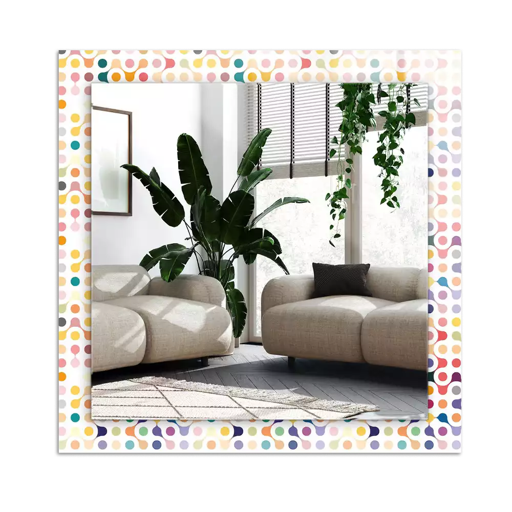 Specchio rettangolare con cornice stampata Motivo geometrico colorato