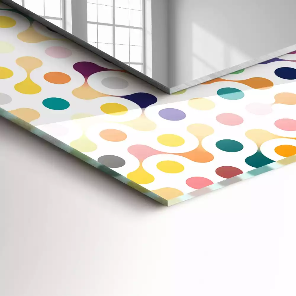 Specchio rettangolare con cornice stampata Motivo geometrico colorato