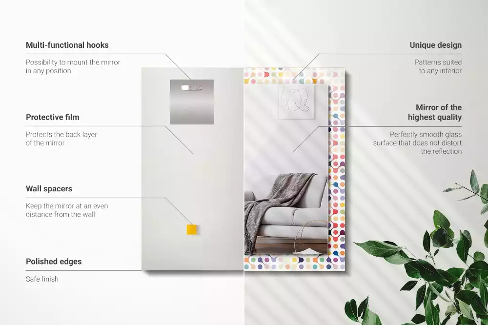 Specchio rettangolare con cornice stampata Motivo geometrico colorato