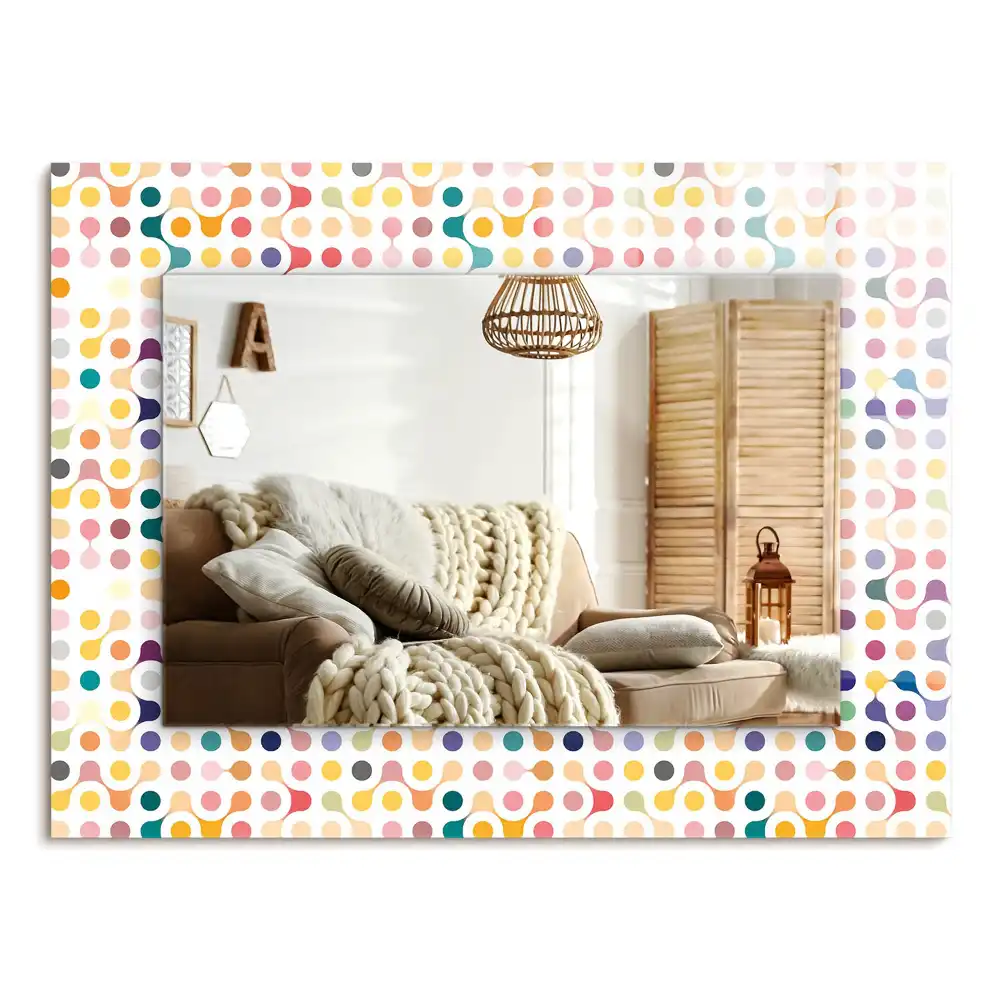 Specchio rettangolare con cornice stampata Motivo geometrico colorato