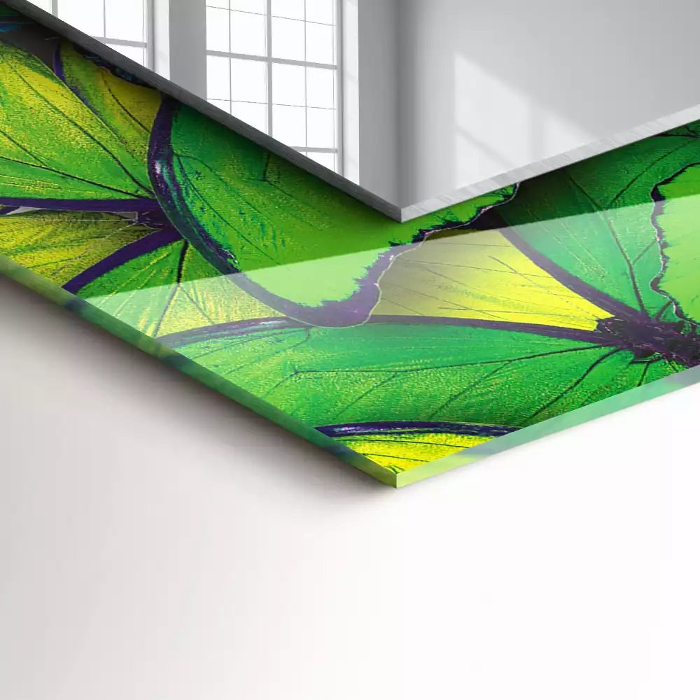 Specchio rettangolare stampato Farfalle blu e verdi