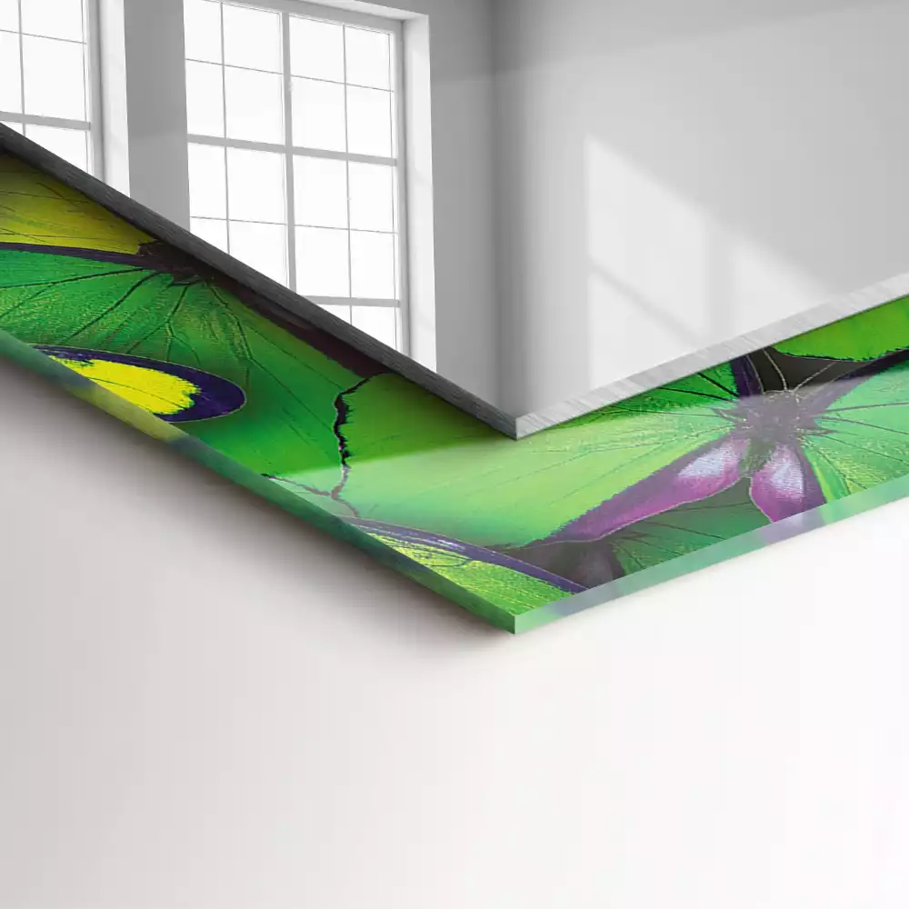 Specchio rettangolare stampato Farfalle blu e verdi