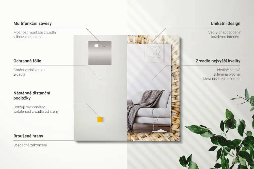 Specchio rettangolare decoro Acacia