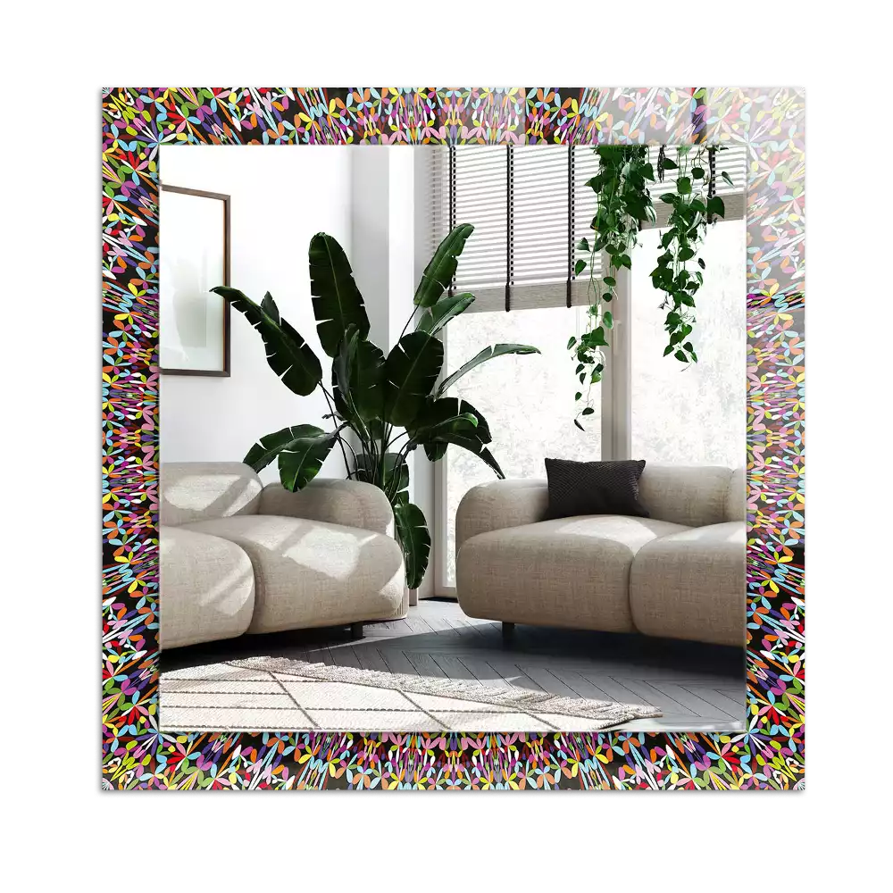 Specchio rettangolare stampato Motivo mandala colorato