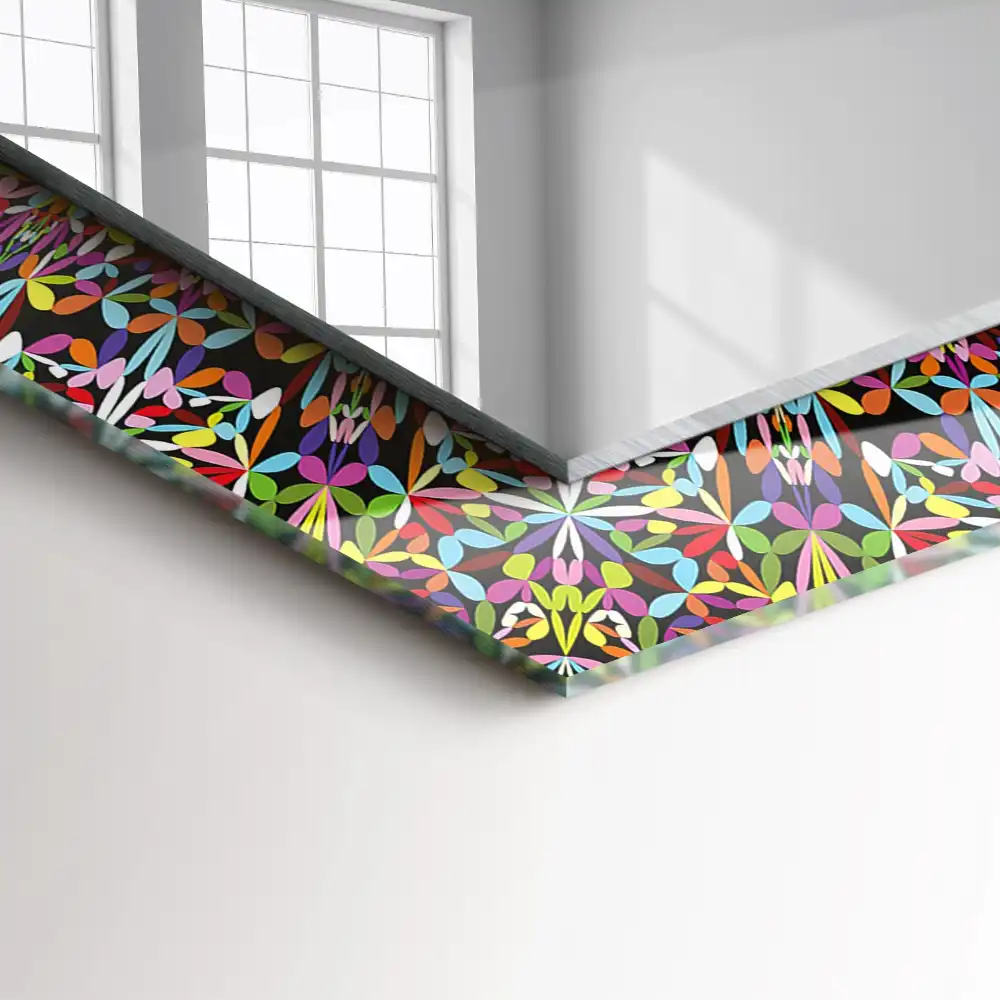 Specchio rettangolare stampato Motivo mandala colorato