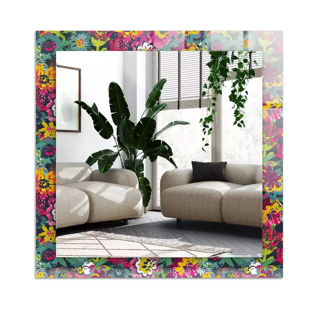 Specchio rettangolare decoro Motivi floreali colorati