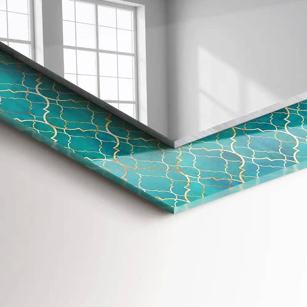 Specchio rettangolare stampato Motivo geometrico verde