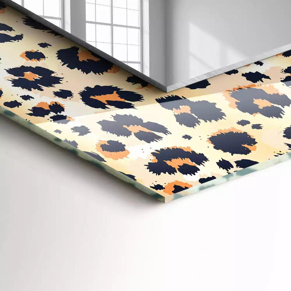 Specchio rettangolare con cornice stampata Motivo leopardato