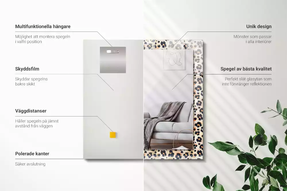 Specchio rettangolare con cornice stampata Motivo leopardato