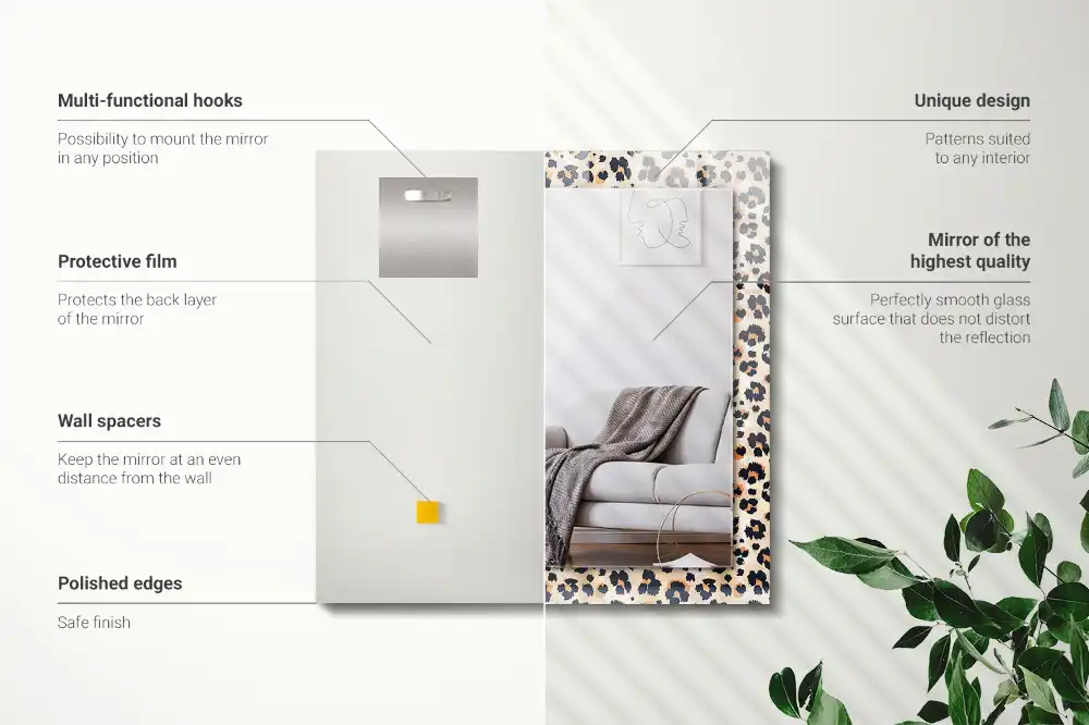 Specchio rettangolare con cornice stampata Motivo leopardato