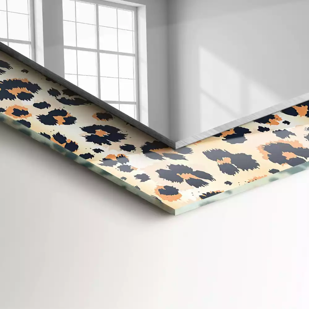 Specchio rettangolare con cornice stampata Motivo leopardato