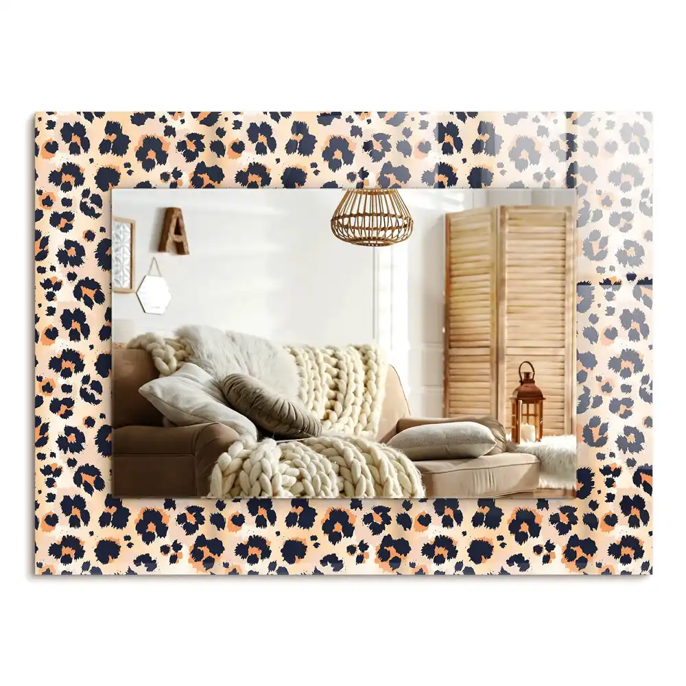 Specchio rettangolare con cornice stampata Motivo leopardato