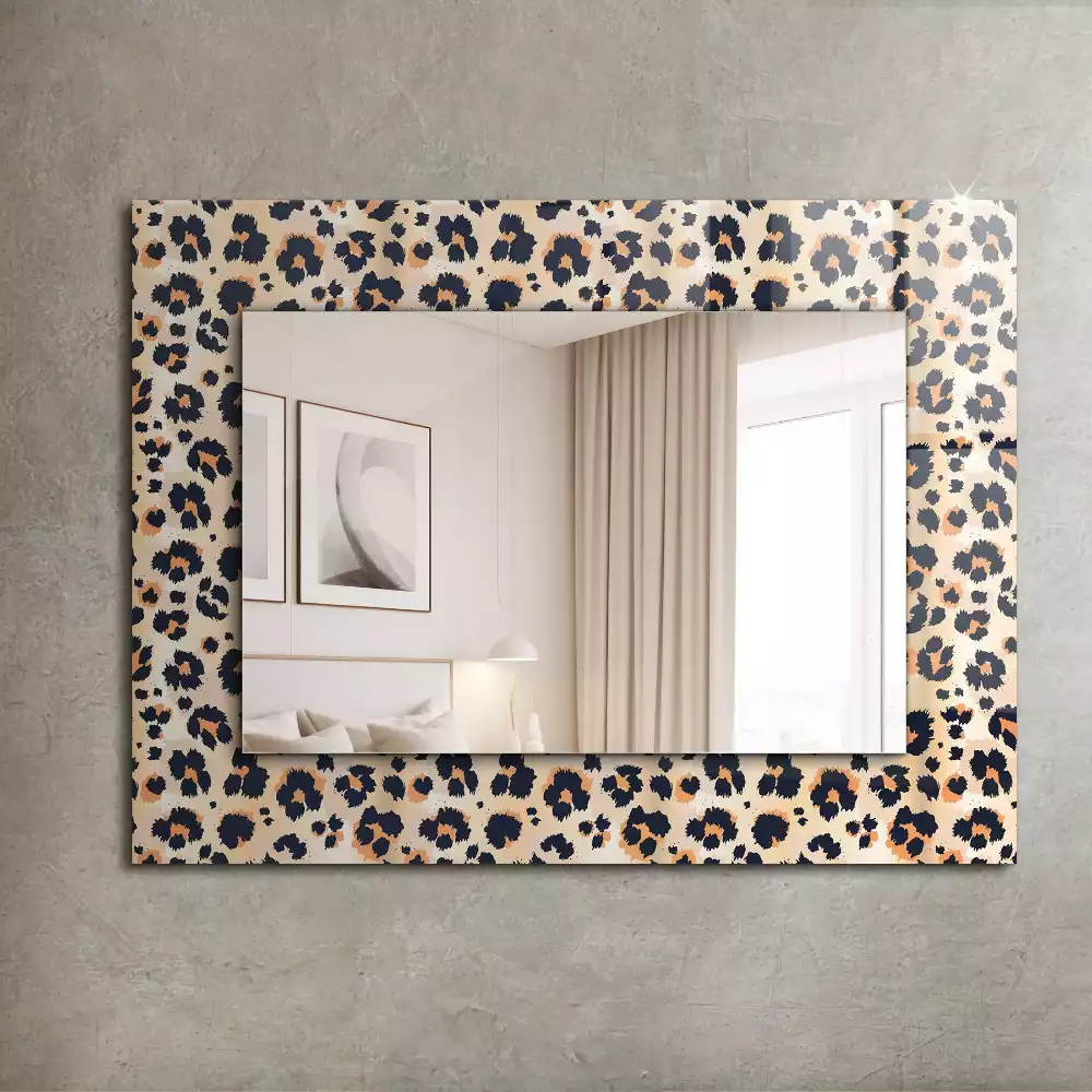 Specchio rettangolare con cornice stampata Motivo leopardato