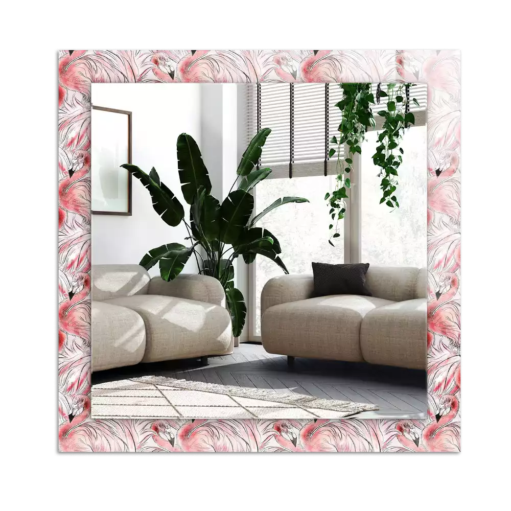 Specchio rettangolare decoro fenicotteri rosa
