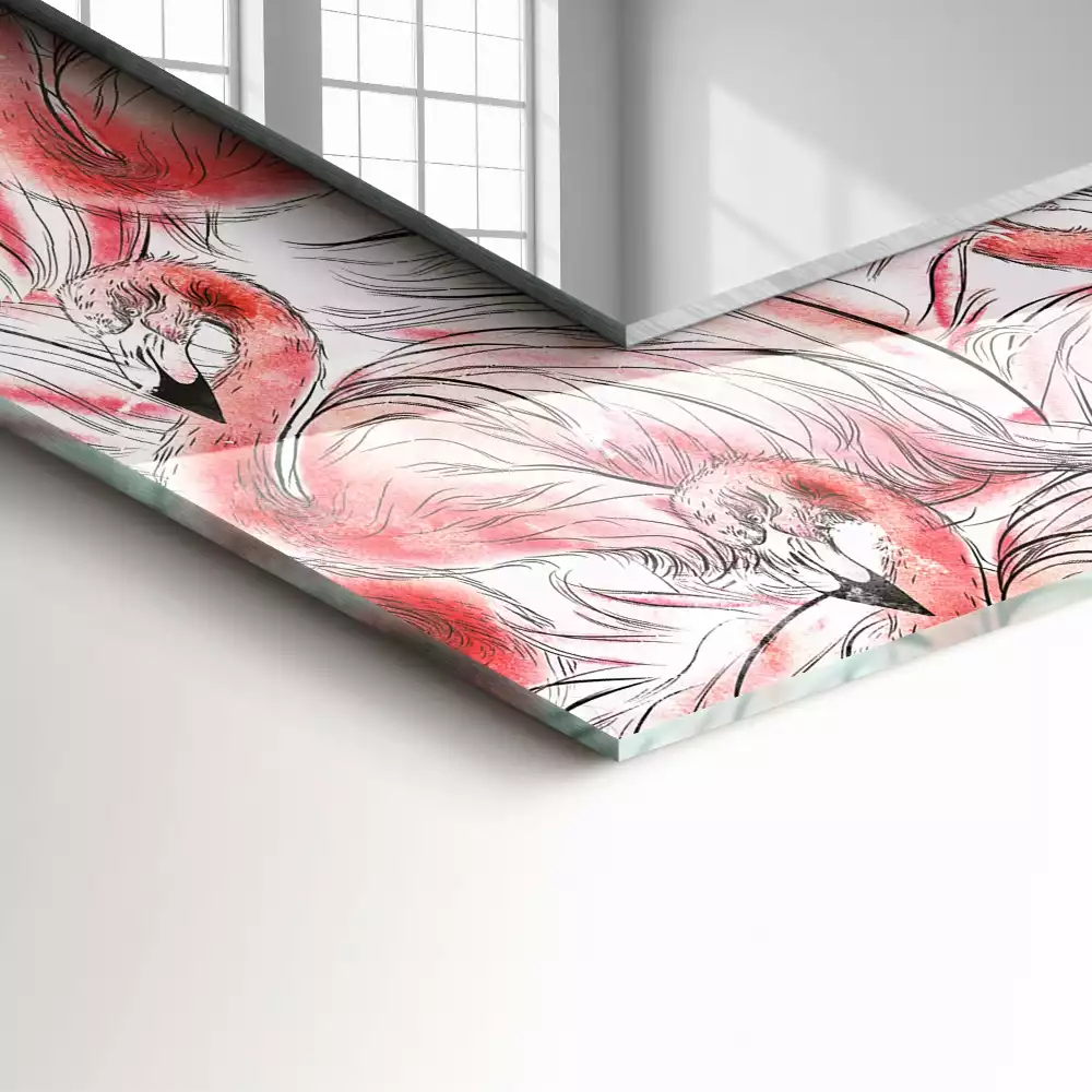 Specchio rettangolare decoro fenicotteri rosa