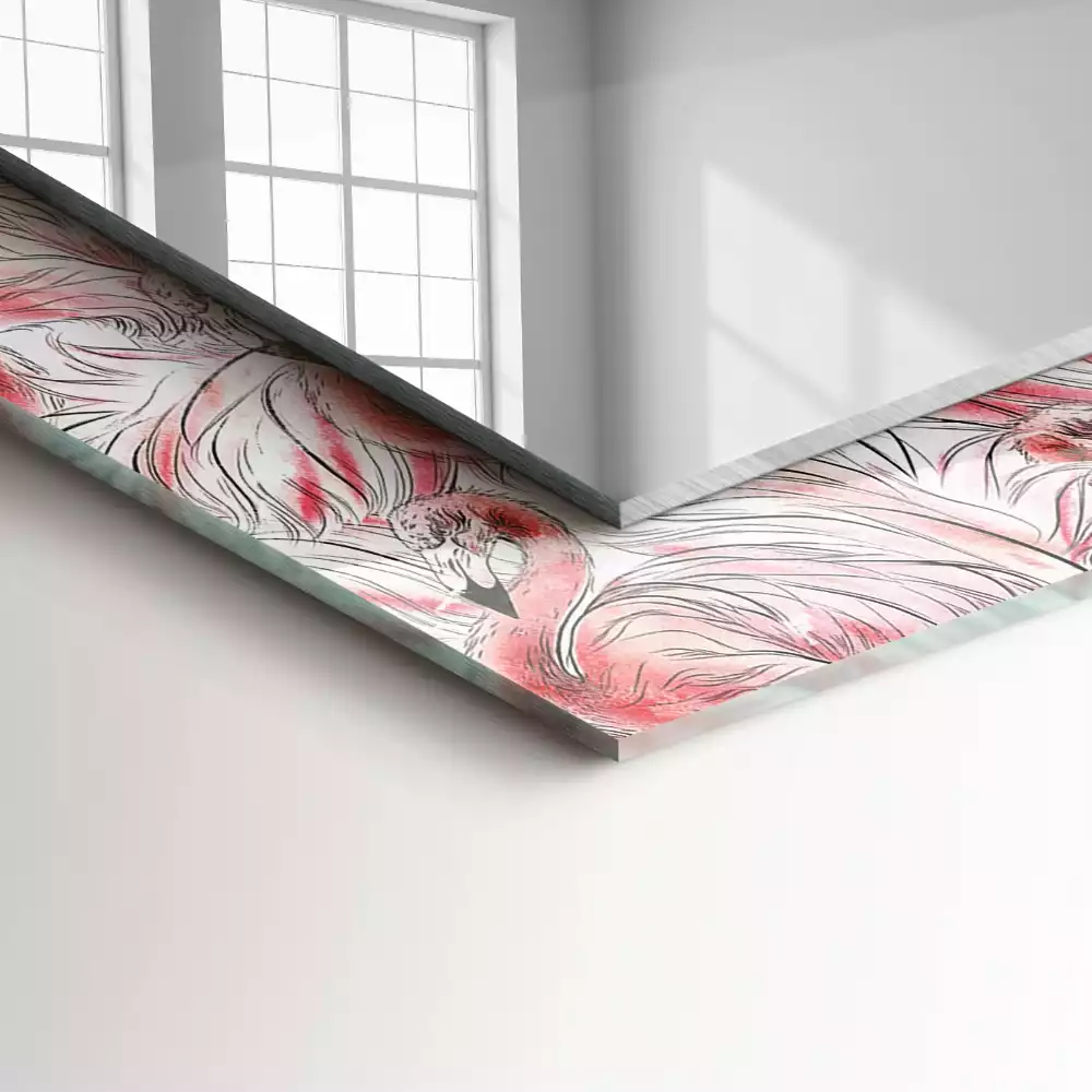 Specchio rettangolare decoro fenicotteri rosa