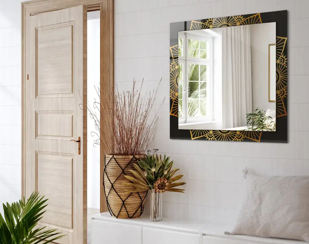 Specchio rettangolare con cornice stampata modello mandala