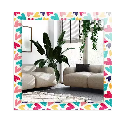 Specchio rettangolare stampato Motivo a cuori colorati