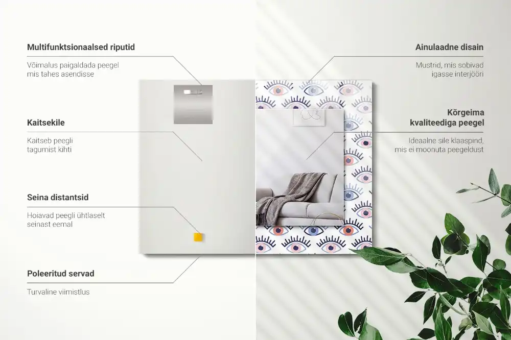 Specchio rettangolare stampato Modello degli occhi