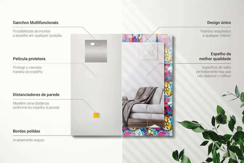 Specchio rettangolare decoro Motivo astratto colorato