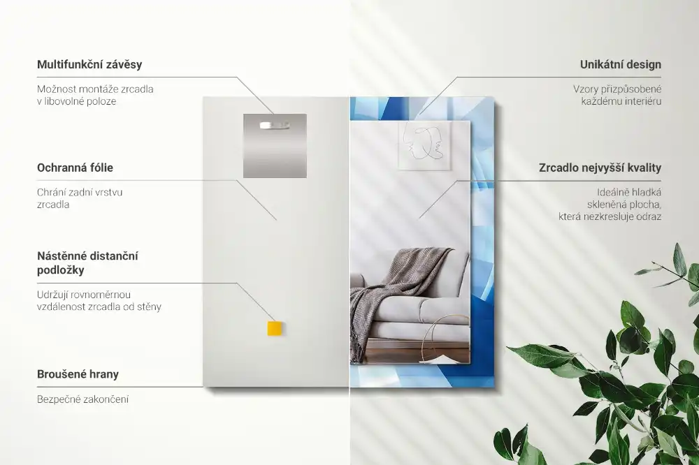 Specchio rettangolare con cornice stampata Tunnel astratto